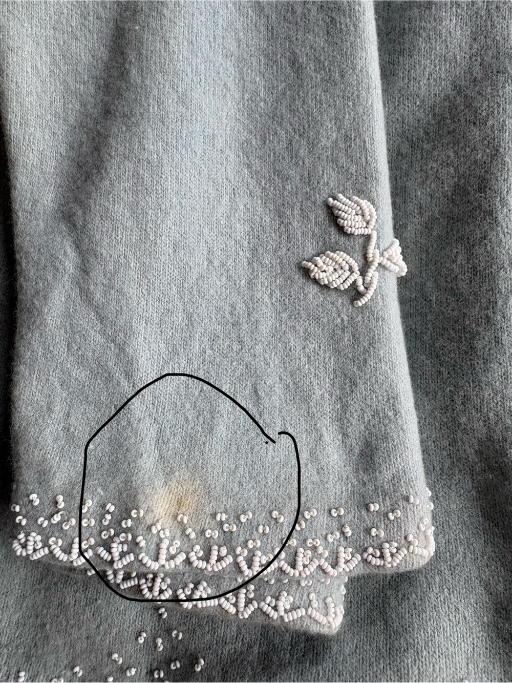 VTG 50s Lambswool Angora Beaded Cardigan Pearl Button Harilela's Coquette - Picture 10 of 10